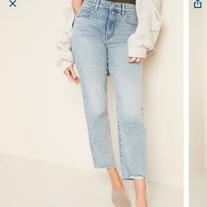 Old Navy Extra High Wasted Straight Raw-Hem Jeans